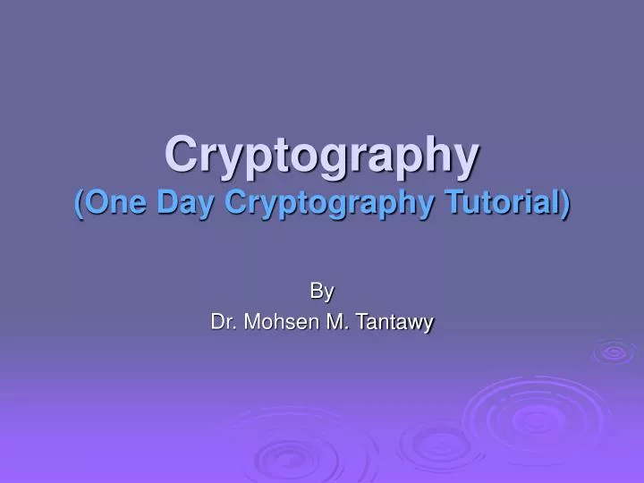 cryptography one day cryptography tutorial