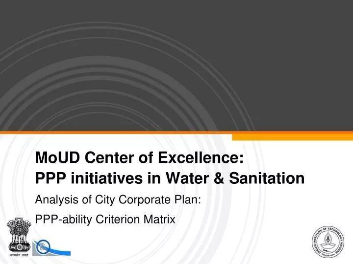 moud center of excellence ppp initiatives in water sanitation