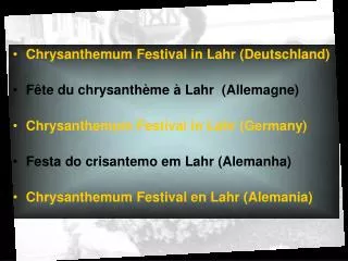 Chrysanthemum Festival in Lahr (Deutschland) Fête du chrysanthème à Lahr (Allemagne) Chrysanthemum Festival in Lahr (Ge