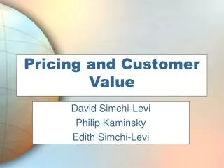 Pricing and Customer Value