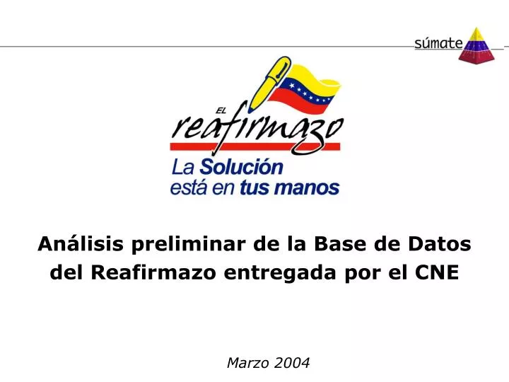 an lisis preliminar de la base de datos del reafirmazo entregada por el cne