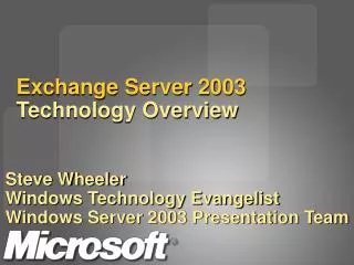 Exchange Server 2003 Technology Overview