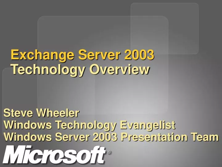 exchange server 2003 technology overview