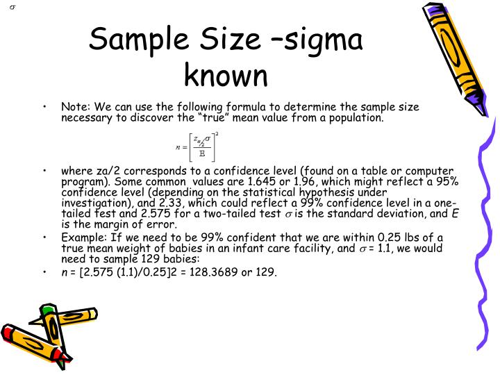 sample size sigma known