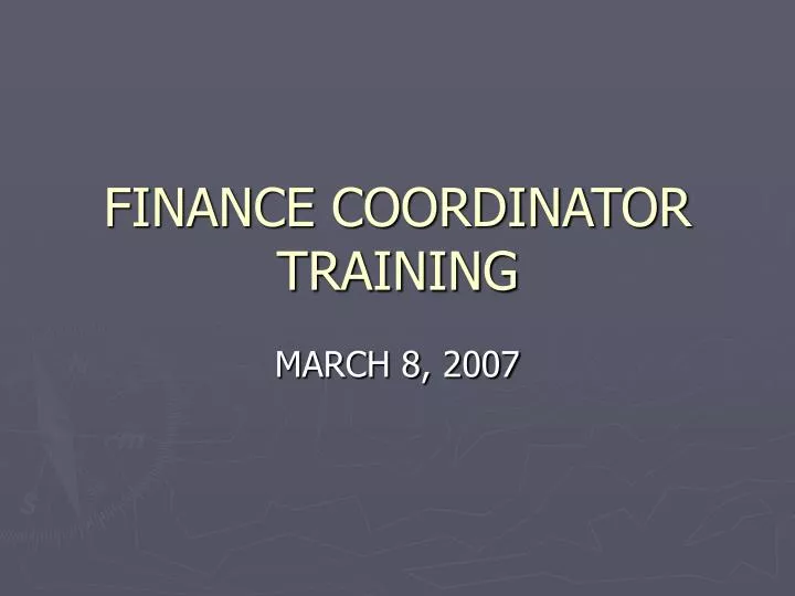 finance coordinator training