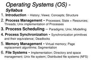 Operating Systems (OS) - Syllabus