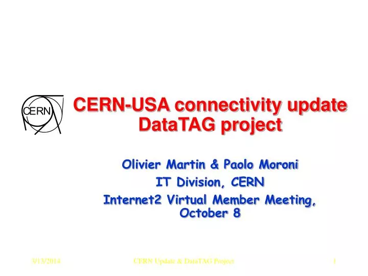 cern usa connectivity update datatag project