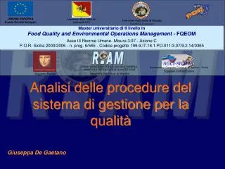 Analisi delle procedure del sistema di gestione per la qualità