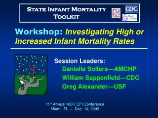 Workshop: Investigating High or Increased Infant Mortality Rates