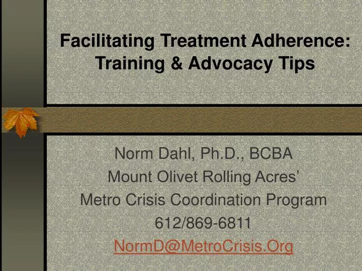 facilitating treatment adherence training advocacy tips