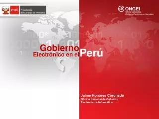 Jaime Honores Coronado Oficina Nacional de Gobierno Electrónico e Informática