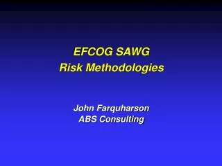 EFCOG SAWG Risk Methodologies