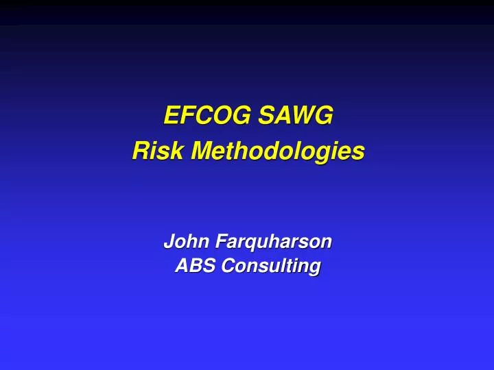 efcog sawg risk methodologies