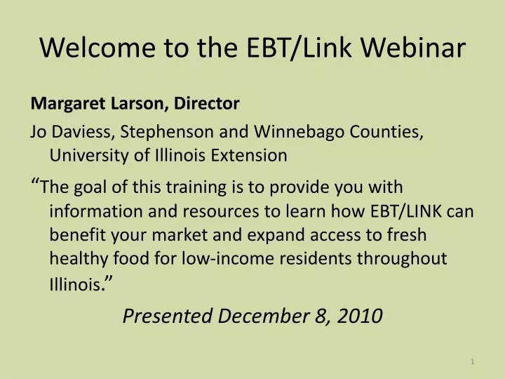 welcome to the ebt link webinar