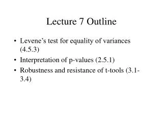 Lecture 7 Outline