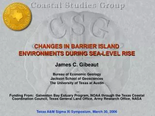 CHANGES IN BARRIER ISLAND ENVIRONMENTS DURING SEA-LEVEL RISE
