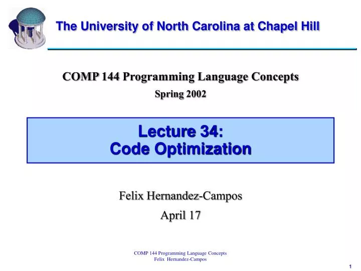 lecture 34 code optimization
