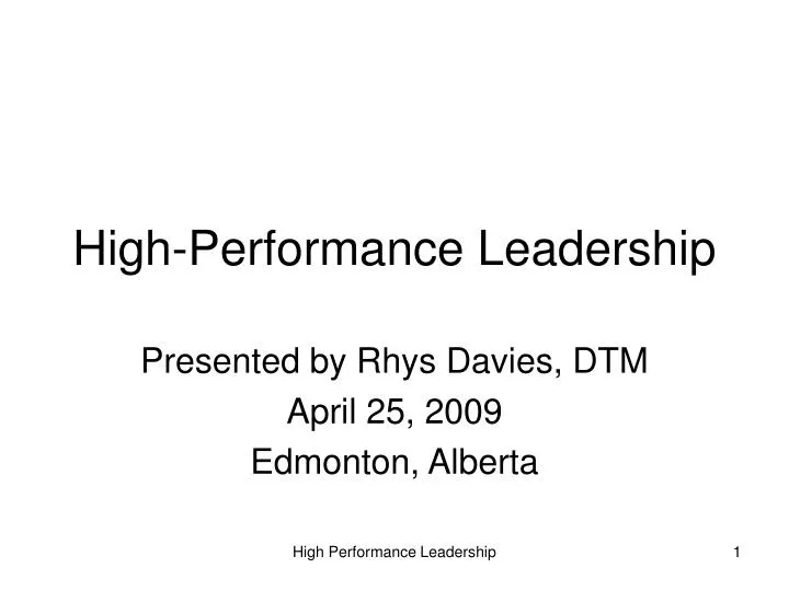 high performance leadership