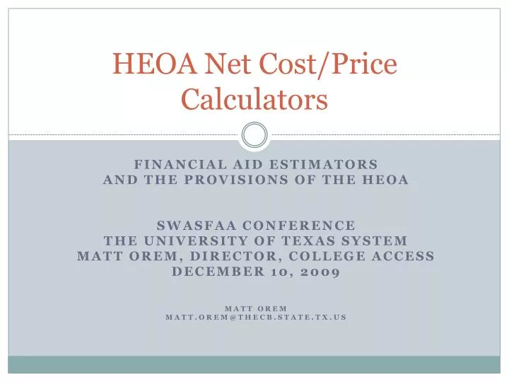 heoa net cost price calculators