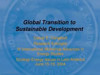 Global Transition to Sustainable Development