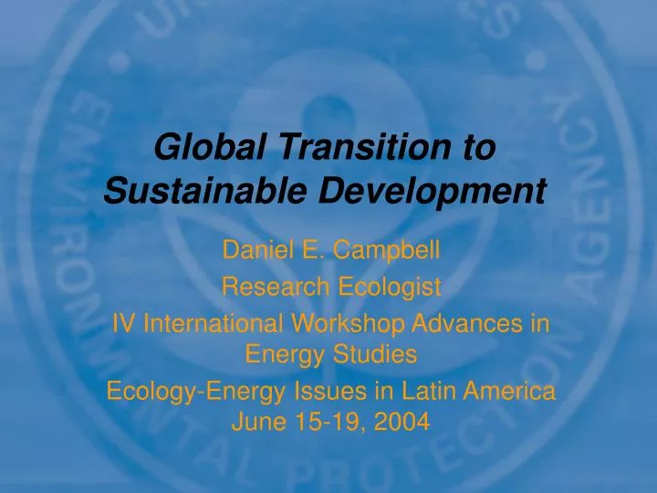 global transition to sustainable development