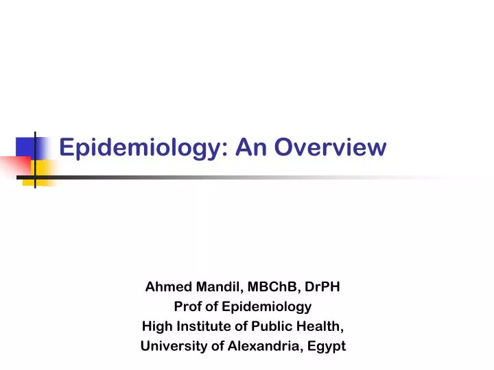 epidemiology an overview