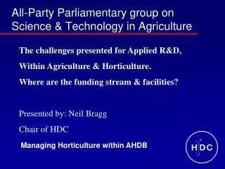 All-Party Parliamentary group on Science &amp; Technology in Agriculture