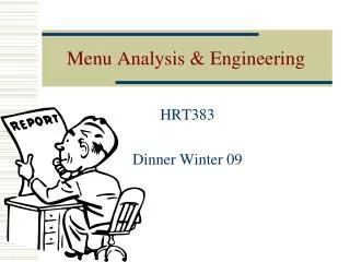 Menu Analysis &amp; Engineering
