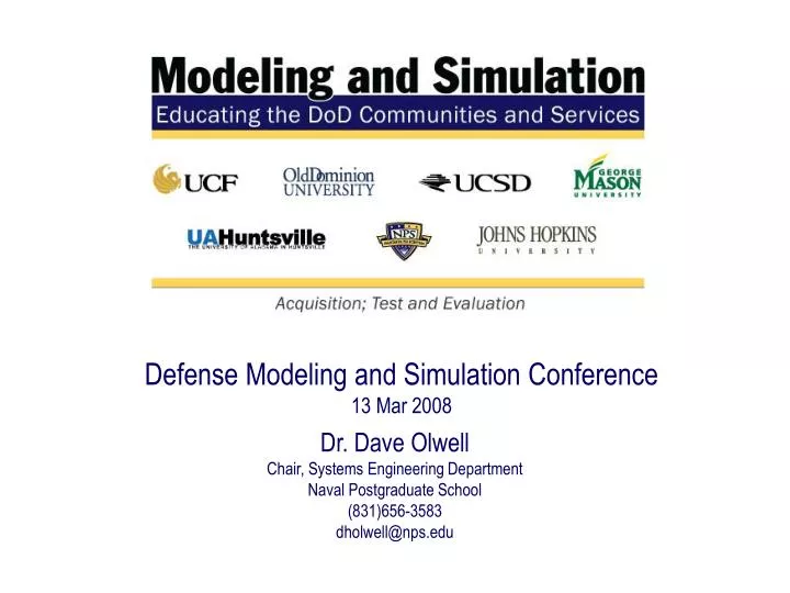 defense modeling and simulation conference 13 mar 2008