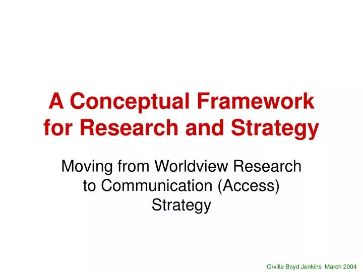 a conceptual framework for research and strategy