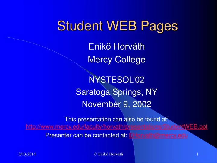 student web pages