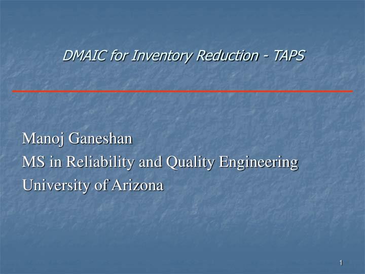 dmaic for inventory reduction taps