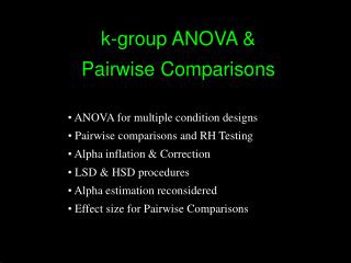 k-group ANOVA &amp; Pairwise Comparisons