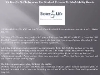 VA Benefits Set To Increase For Disabled Veterans Vehicle/Mo