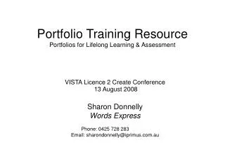 Portfolio Training Resource Portfolios for Lifelong Learning &amp; Assessment