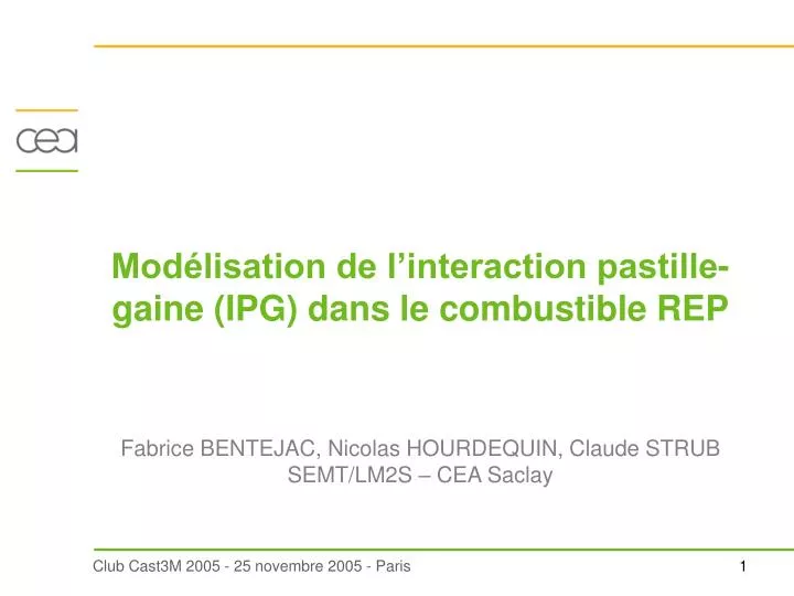 mod lisation de l interaction pastille gaine ipg dans le combustible rep