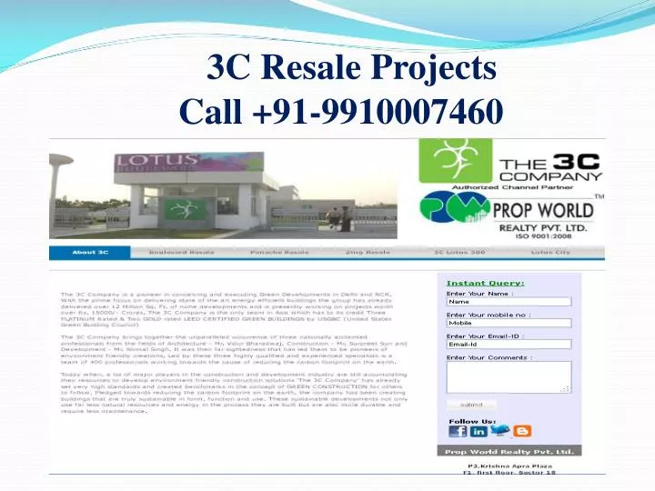 3c resale projects call 91 9910007460