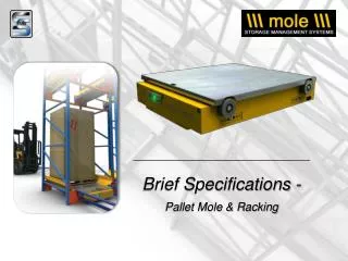 Brief Specifications - Pallet Mole &amp; Racking