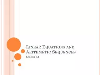 Linear Equations and Arithmetic Sequences