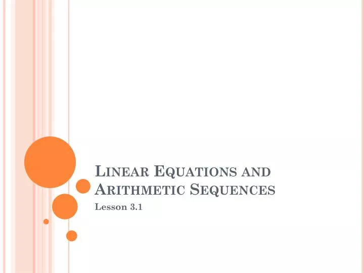 linear equations and arithmetic sequences