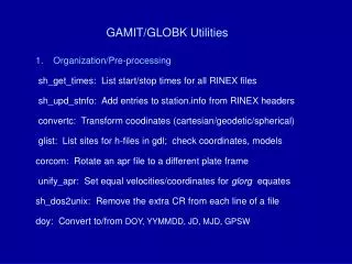 GAMIT/GLOBK Utilities