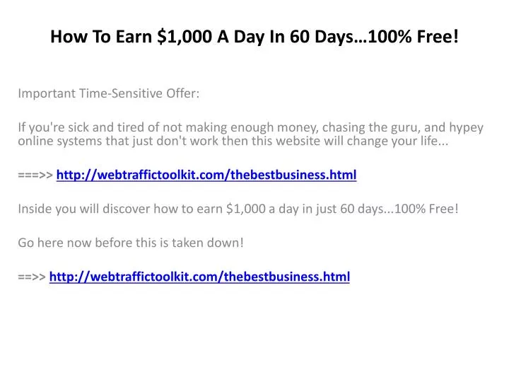 how to earn 1 000 a day in 60 days 100 free