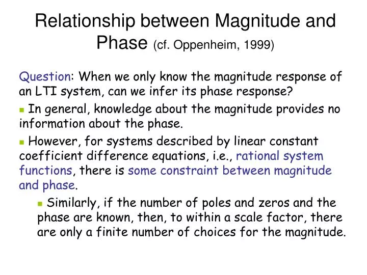 relationship between magnitude and phase cf oppenheim 1999