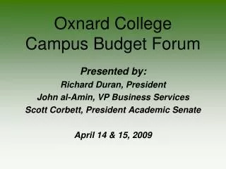 Oxnard College Campus Budget Forum