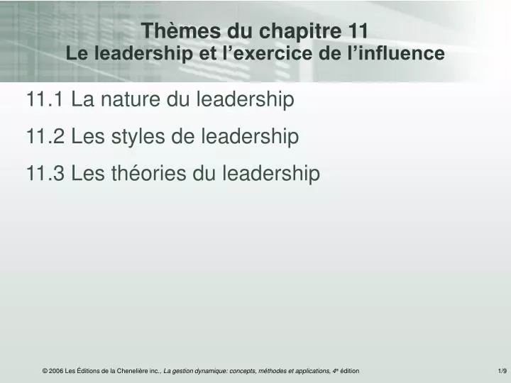 th mes du chapitre 11 le leadership et l exercice de l influence