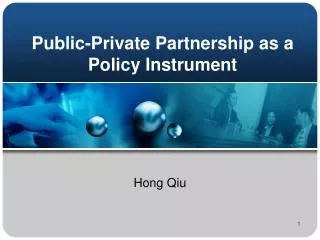 Public-Private Partnership as a Policy Instrument