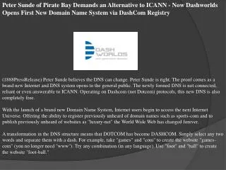 Peter Sunde of Pirate Bay Demands an Alternative to ICANN