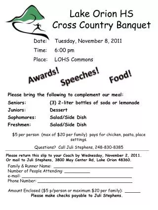 $5 per person (max of $20 per family) pays for chicken, pasta, place settings. Questions? Call Juli Stephens, 248-8