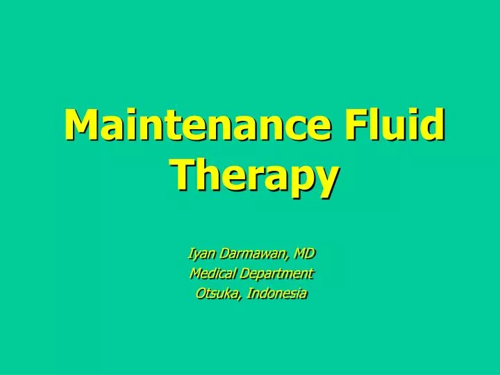 maintenance fluid therapy