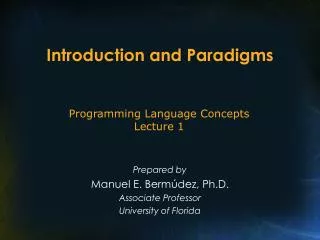 Introduction and Paradigms